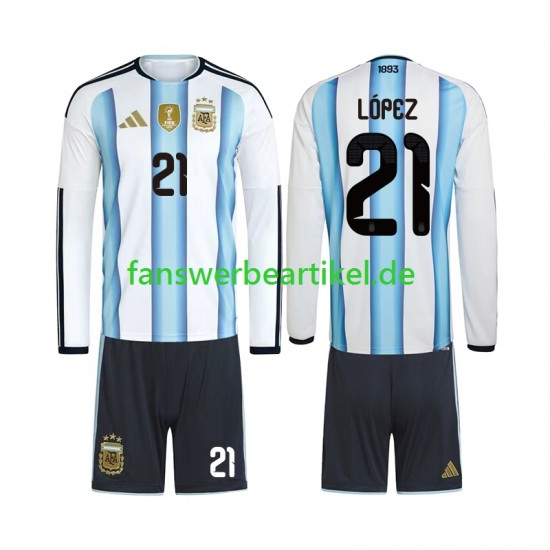 Jose Manuel Lopez 21 Trikot Argentinien Kinder Heimausrüstung WM 2026 Langarm