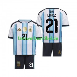 Jose Manuel Lopez 21 Trikot Argentinien Kinder Heimausrüstung WM 2026 Kurzarm
