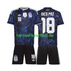 Nico Paz 18 Trikot Argentinien Kinder Auswärtsausrüstung WM 2026 Kurzarm