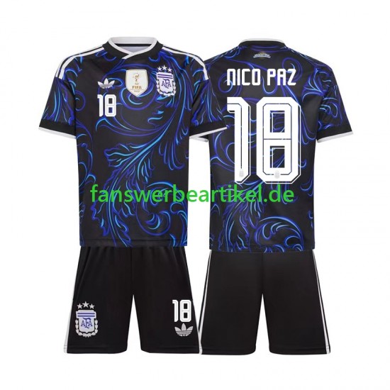 Nico Paz 18 Trikot Argentinien Kinder Auswärtsausrüstung WM 2026 Kurzarm