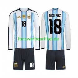 Nico Paz 18 Trikot Argentinien Kinder Heimausrüstung WM 2026 Langarm