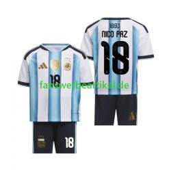Nico Paz 18 Trikot Argentinien Kinder Heimausrüstung WM 2026 Kurzarm