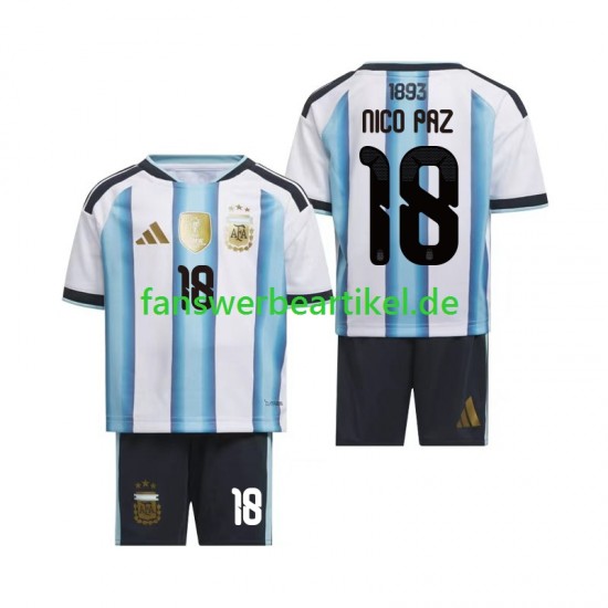Nico Paz 18 Trikot Argentinien Kinder Heimausrüstung WM 2026 Kurzarm