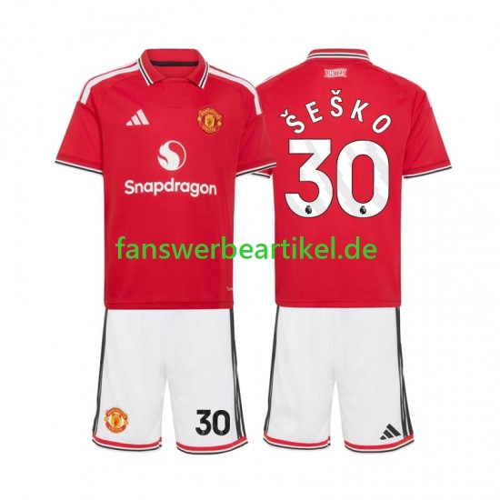 Benjamin Sesko 30 Trikot Manchester United Kinder Heimausrüstung 2027-2028 Kurzarm