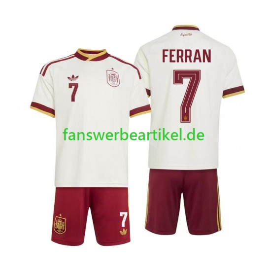 Ferran Torres 7 Trikot Spanien Kinder Auswärtsausrüstung WM 2026 Kurzarm