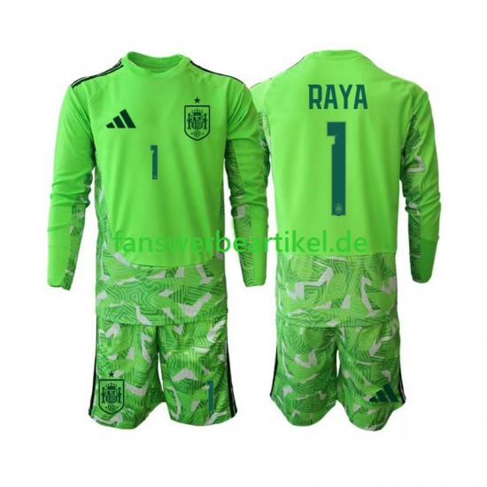 David Raya 1 6th Green color Torwart Trikot Spanien Kinder WM 2026 Langarm