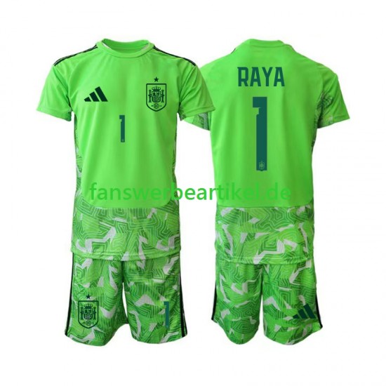 David Raya 1 6th Green color Torwart Trikot Spanien Kinder WM 2026 Kurzarm