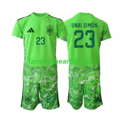 Unai Simon 23 6th Green color Torwart Trikot Spanien Kinder WM 2026 Kurzarm