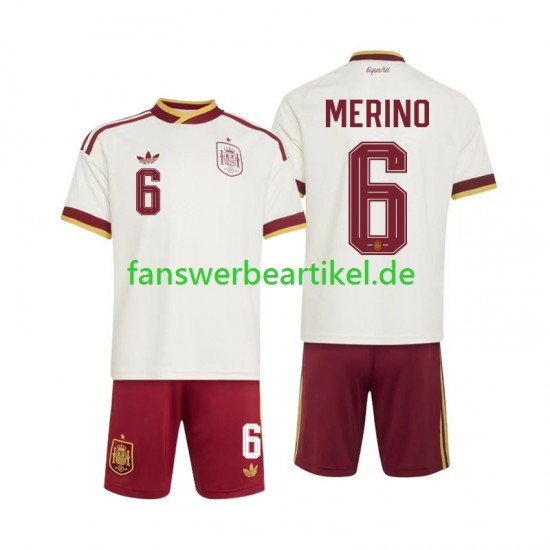 Mikel Merino 6 Trikot Spanien Kinder Auswärtsausrüstung WM 2026 Kurzarm