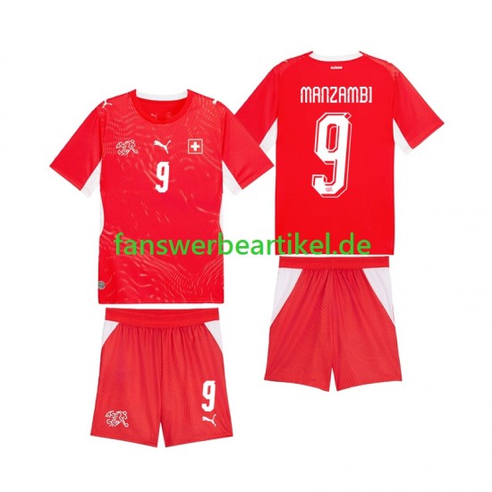 Johan Manzambi 9 Trikot Schweiz Kinder Heimausrüstung WM 2026 Kurzarm