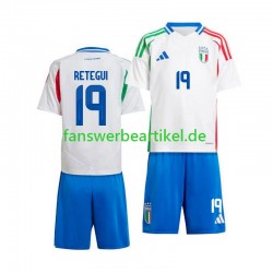 Mateo Retegui 19 Trikot Italien Kinder Auswärtsausrüstung 2024 Kurzarm