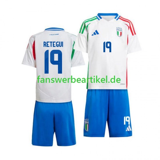 Mateo Retegui 19 Trikot Italien Kinder Auswärtsausrüstung 2024 Kurzarm