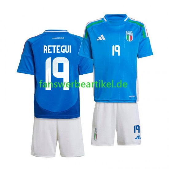 Mateo Retegui 19 Trikot Italien Kinder Heimausrüstung 2024 Kurzarm