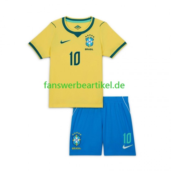 Vinicius Junior 10 Trikot Brasilien Kinder Heimausrüstung WM 2026 Kurzarm