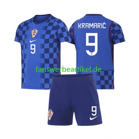 Andrej Kramaric 9 Trikot Kroatien Kinder Auswärtsausrüstung WM 2026 Kurzarm