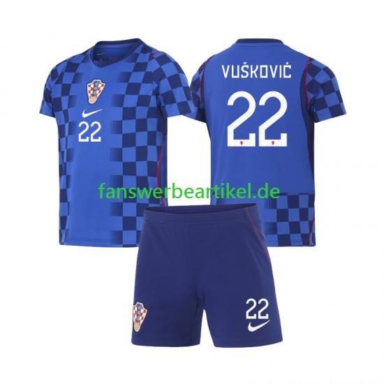 Luka Vuskovic 22 Trikot Kroatien Kinder Auswärtsausrüstung WM 2026 Kurzarm