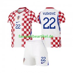 Luka Vuskovic 22 Trikot Kroatien Kinder Heimausrüstung WM 2026 Kurzarm