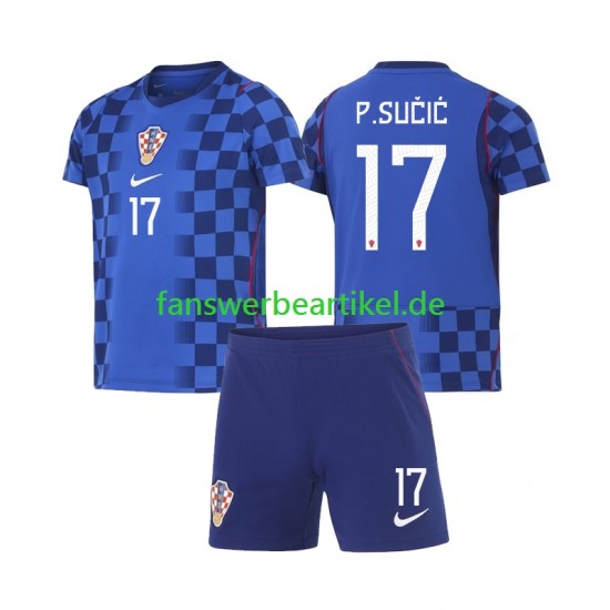 Petar Sucic 17 Trikot Kroatien Kinder Auswärtsausrüstung WM 2026 Kurzarm