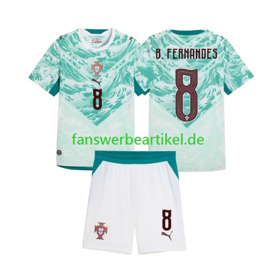 Bruno Fernandes 8 Trikot Portugal Kinder Auswärtsausrüstung 2026 2027 Kurzarm