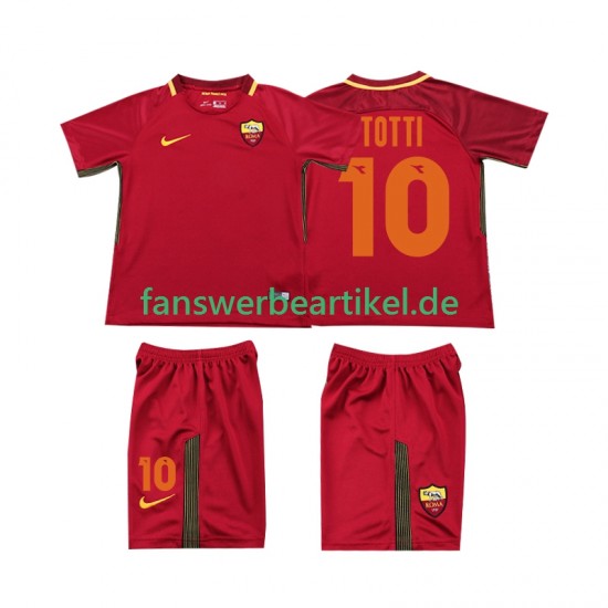 Totti 10 Retro 2017-2018 Trikot AS Rom Kinder Heimausrüstung Kurzarm