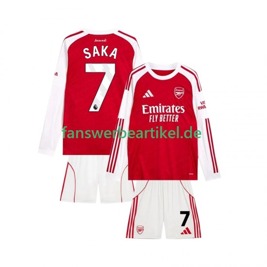 Bukayo Saka 7 Trikot Arsenal Kinder Heimausrüstung 2025-2026 Langarm