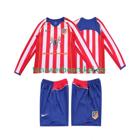 Retro 2005 Trikot Atlético Madrid Kinder Heimausrüstung 2004 Langarm