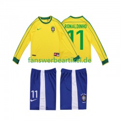 RONALDINHO 11 Retro 1998 Trikot Brasilien Kinder Heimausrüstung Langarm