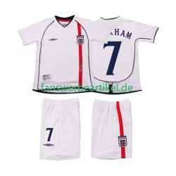 BECKHAM 7 Retro 2002 Trikot England Kinder Heimausrüstung Kurzarm