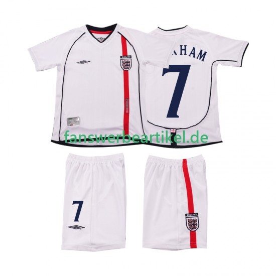 BECKHAM 7 Retro 2002 Trikot England Kinder Heimausrüstung Kurzarm