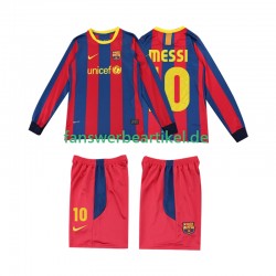 Lionel Messi 10 Retro Trikot FC Barcelona Kinder Heimausrüstung 2011 2010 Langarm