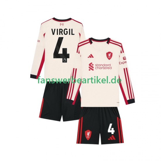 Virgil van Dijk 4 Trikot Liverpool Kinder Auswärtsausrüstung 2025-2026 Langarm