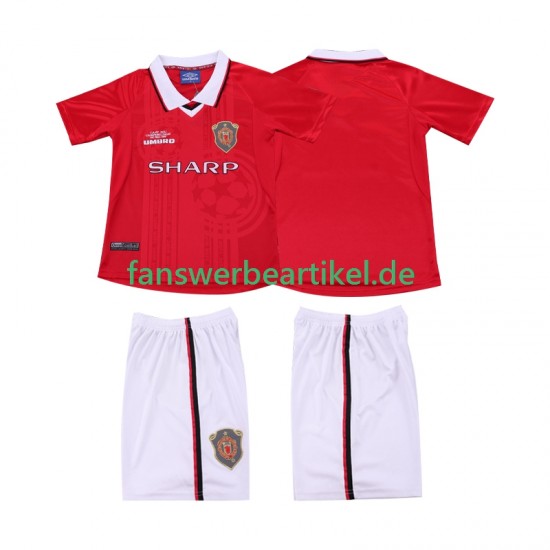 Retro 2000 Trikot Manchester United Kinder Heimausrüstung 1999 Kurzarm