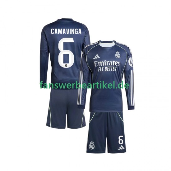 Camavinga 6 Trikot Real Madrid Kinder Auswärtsausrüstung 2025-2026 Langarm