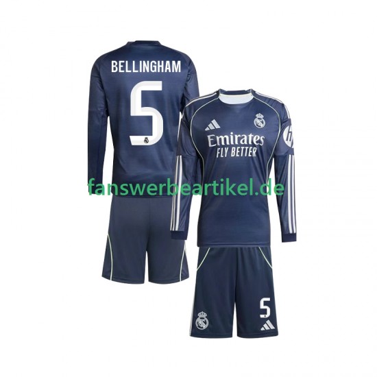 Jude Bellingham 5 Trikot Real Madrid Kinder Auswärtsausrüstung 2025-2026 Langarm
