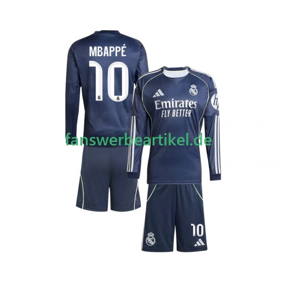 Kylian Mbappe 10 Trikot Real Madrid Kinder Auswärtsausrüstung 2025-2026 Langarm