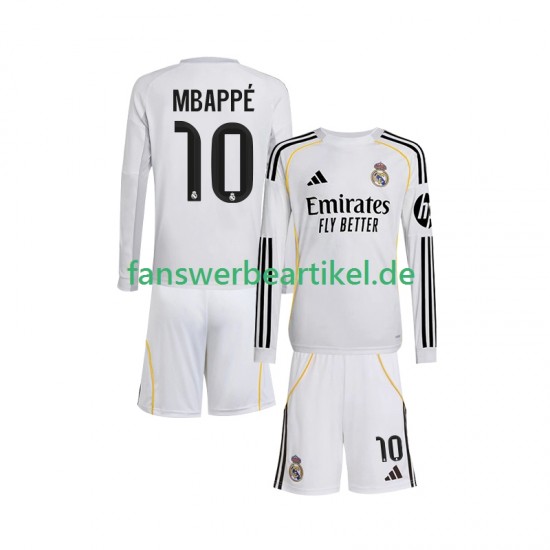 Kylian Mbappe 10 Trikot Real Madrid Kinder Heimausrüstung 2025-2026 Langarm