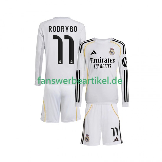 Rodrygo 11 Trikot Real Madrid Kinder Heimausrüstung 2025-2026 Langarm