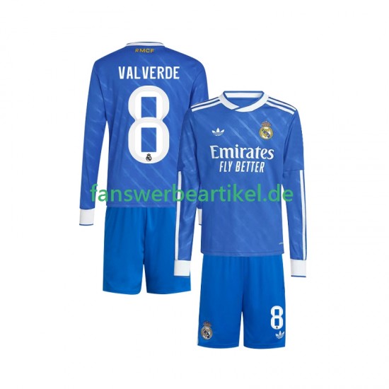 Valverde 8 Trikot Real Madrid Kinder Ausweich ausrüstung 2025-2026 Langarm
