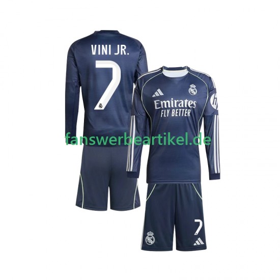 Vinicius Junior 7 Trikot Real Madrid Kinder Auswärtsausrüstung 2025-2026 Langarm