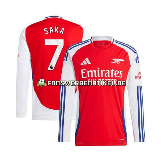 Bukayo Saka 7 Trikot Arsenal Herren Heimausrüstung Rot 2024-2025 Langarm