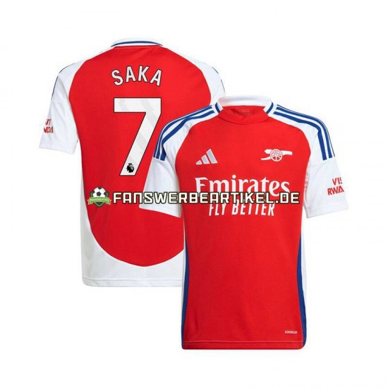 Bukayo Saka 7 Trikot Arsenal Herren Heimausrüstung Rot 2024-2025 Kurzarm