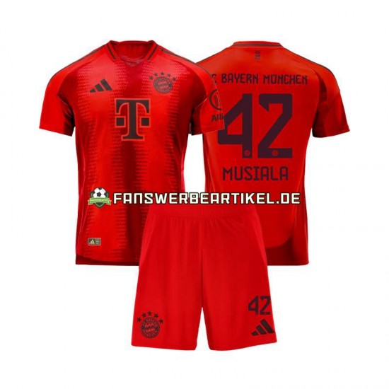 Jamal Musiala 42 Trikot FC Bayern München Kinder Heimausrüstung Rot 2024-2025 Kurzarm