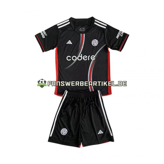 Trikot River Plate Kinder Ausweich ausrüstung Schwarz 2024-2025 Kurzarm