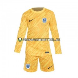 Torwart Trikot England Kinder Auswärtsausrüstung Gelb Euro 2024 Langarm
