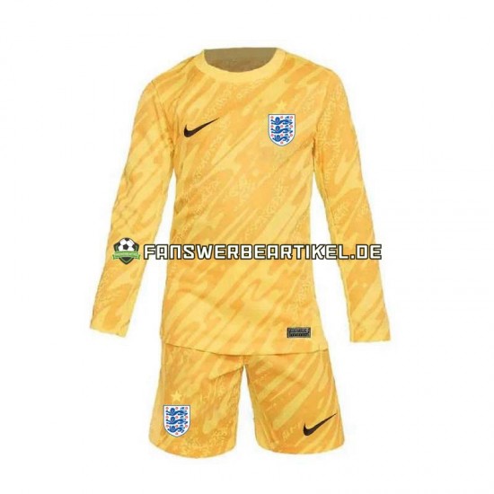 Torwart Trikot England Kinder Auswärtsausrüstung Gelb Euro 2024 Langarm