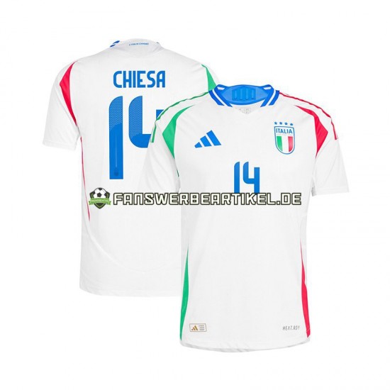 Chiesa 14 Trikot Italien Herren Auswärtsausrüstung Weiß Euro 2024 Kurzarm