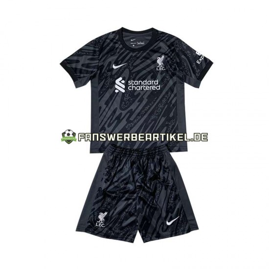 Torwart Trikot Liverpool Kinder Heimausrüstung Schwarz 2024-2025 Kurzarm