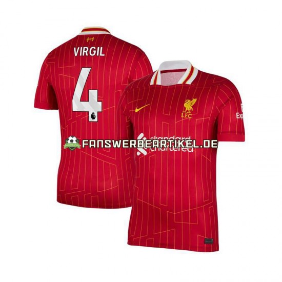 Virgil van Dijk 4 Trikot Liverpool Herren Heimausrüstung Rot 2024-2025 Kurzarm