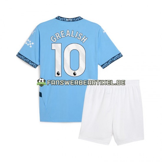 Jack Grealish 10 Trikot Manchester City Kinder Heimausrüstung Blau 2024-2025 Kurzarm