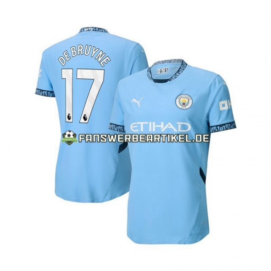 Kevin De Bruyne 17 Trikot Manchester City Herren Heimausrüstung Blau 2024-2025 Kurzarm